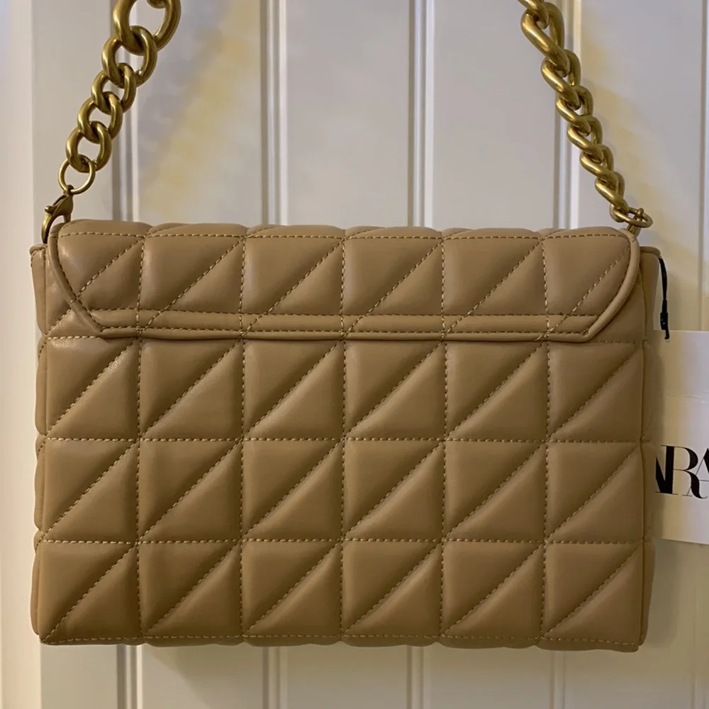 Zara Beige Quilt Leather Bag - Picture 10 of 10